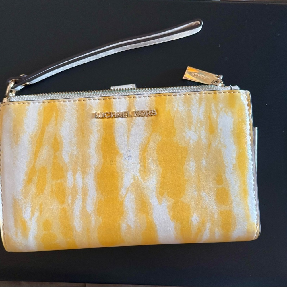 Michael Kors Yellow and White Clutch Wristlet